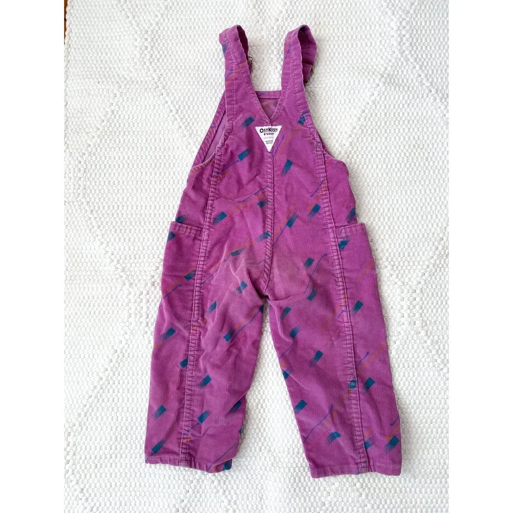 Vintage‎ Osh Kosh Vestbak One-Piece Overall Pink Corduroy Kid's Girl's Size 2T